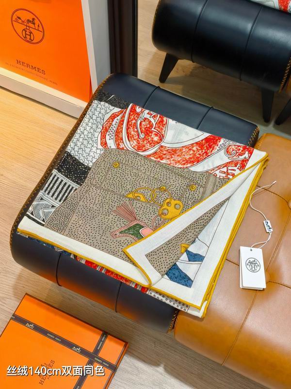 Hermes scarf 140X140cm 70%羊绒30%真丝 E48 (17)