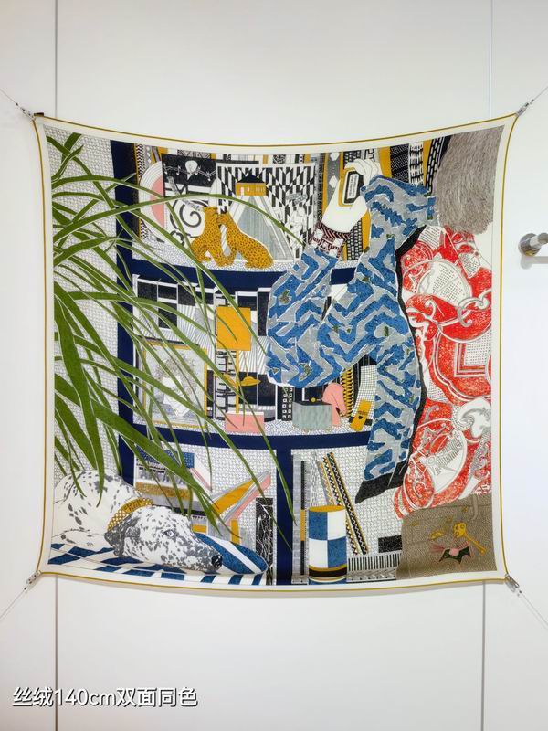 Hermes scarf 140X140cm 70%羊绒30%真丝 E48 (18)