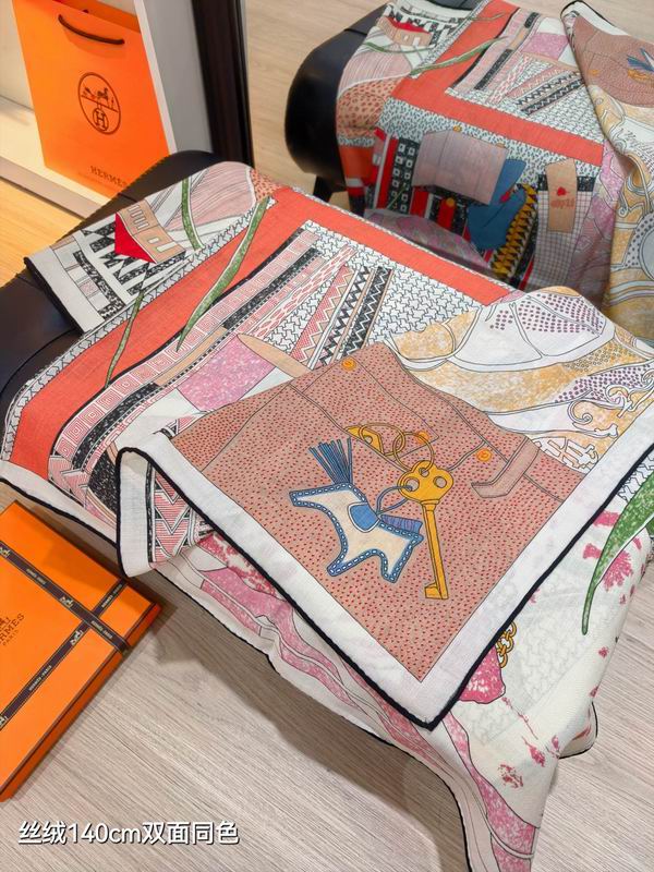 Hermes scarf 140X140cm 70%羊绒30%真丝 E48 (25)