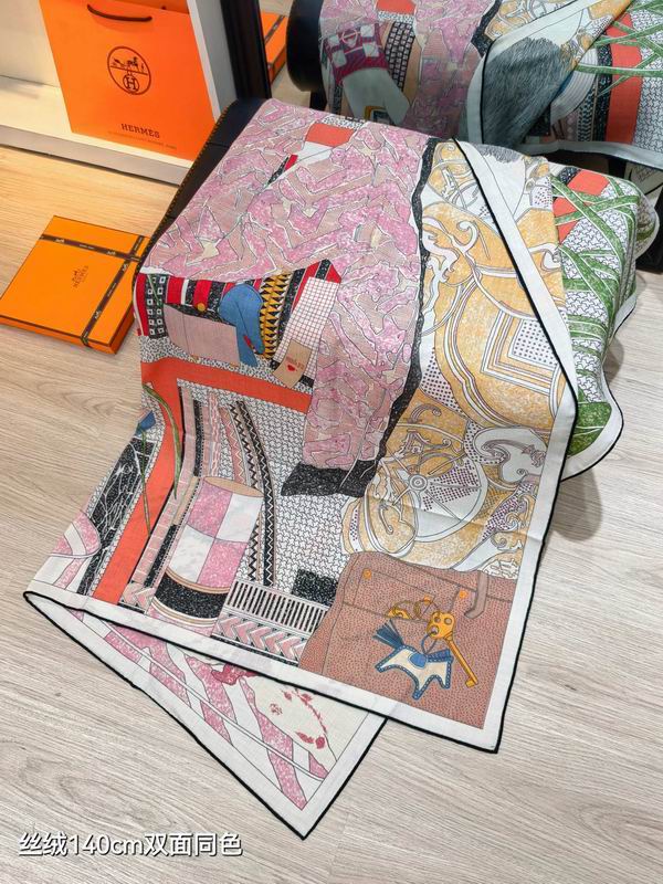 Hermes scarf 140X140cm 70%羊绒30%真丝 E48 (26)