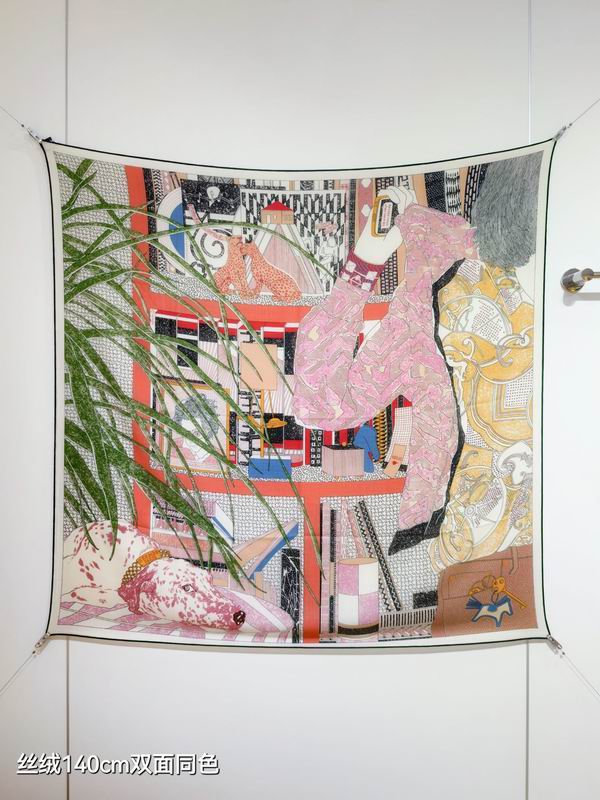 Hermes scarf 140X140cm 70%羊绒30%真丝 E48 (28)