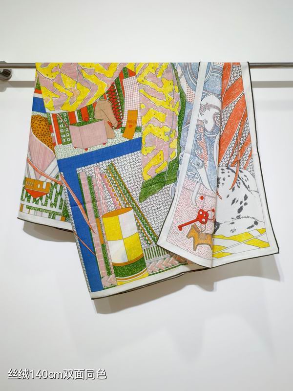 Hermes scarf 140X140cm 70%羊绒30%真丝 E48 (3)