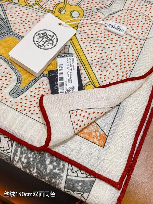 Hermes scarf 140X140cm 70%羊绒30%真丝 E48 (34)