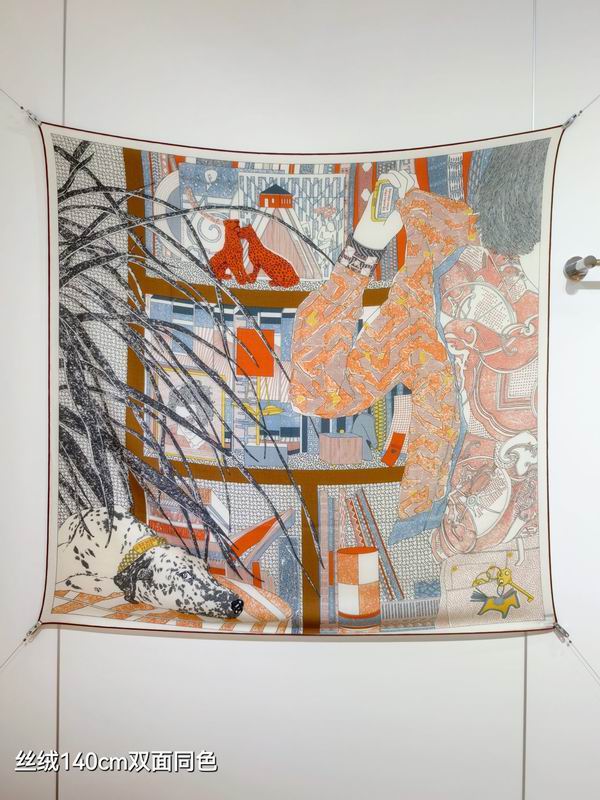 Hermes scarf 140X140cm 70%羊绒30%真丝 E48 (38)