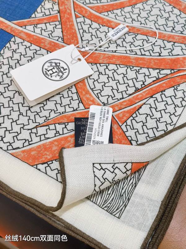 Hermes scarf 140X140cm 70%羊绒30%真丝 E48 (4)