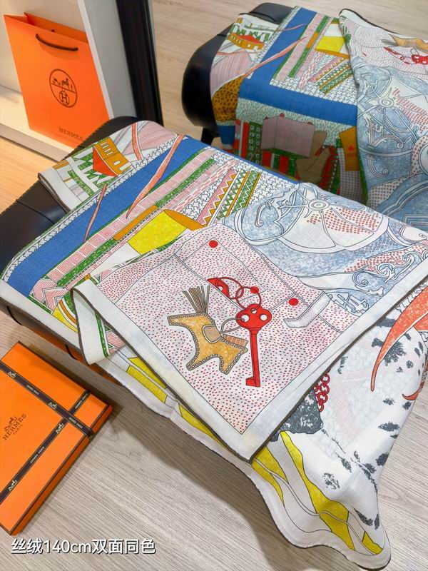 Hermes scarf 140X140cm 70%羊绒30%真丝 E48 (5)