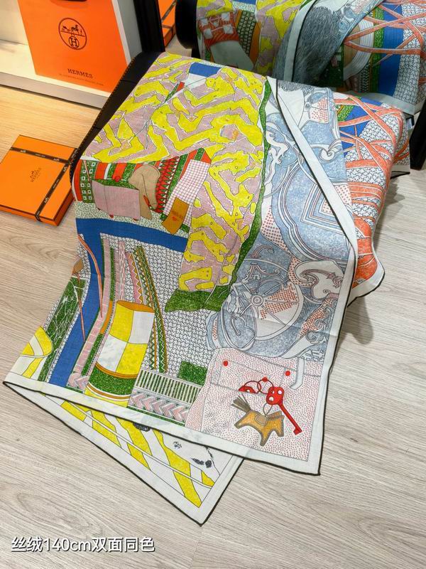 Hermes scarf 140X140cm 70%羊绒30%真丝 E48 (6)