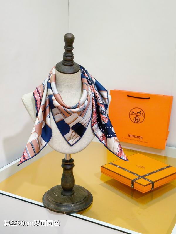 Hermes silk scarf 90X90cm E44 (22)