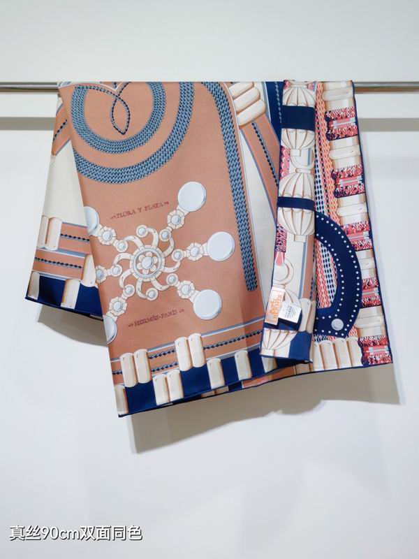 Hermes silk scarf 90X90cm E44 (23)