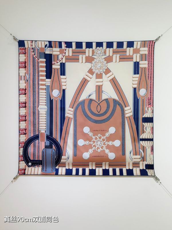 Hermes silk scarf 90X90cm E44 (28)