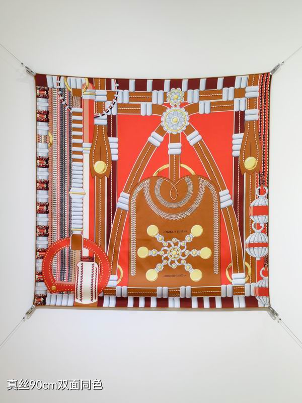 Hermes silk scarf 90X90cm E44 (38)