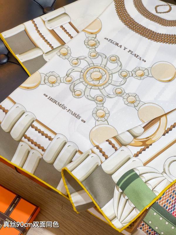 Hermes silk scarf 90X90cm E44 (5)