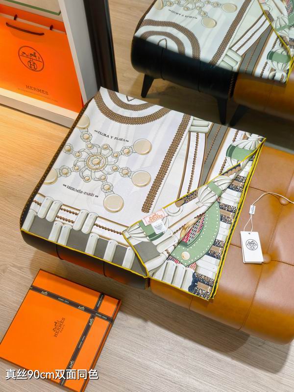 Hermes silk scarf 90X90cm E44 (7)