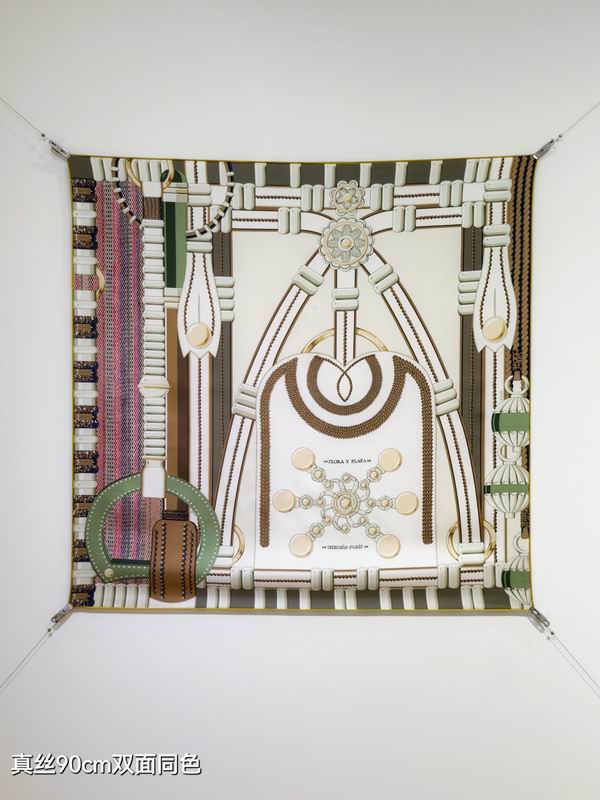 Hermes silk scarf 90X90cm E44 (8)