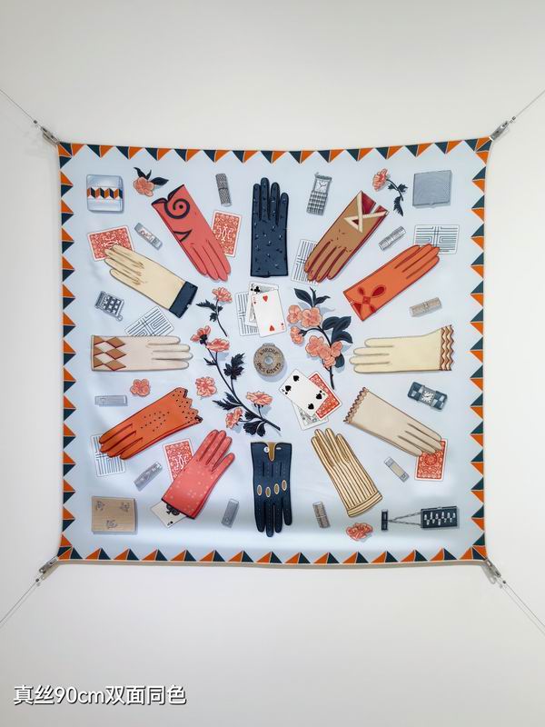 Hermes silk scarf 90X90cm E47 (8)