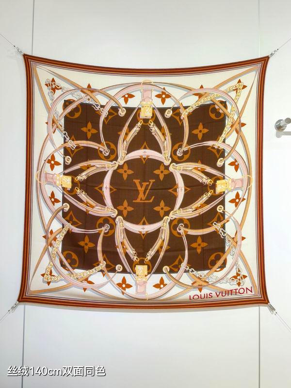 LV silk Scarf 140X140cm 70%羊绒 30%真丝 E22 (8)
