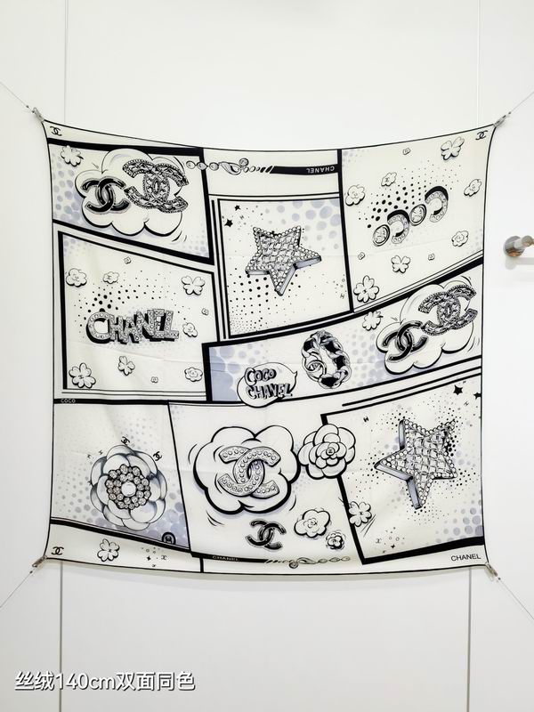 Chanel  Scarf 140X140cm 70%羊绒30%真丝 E04 (1)