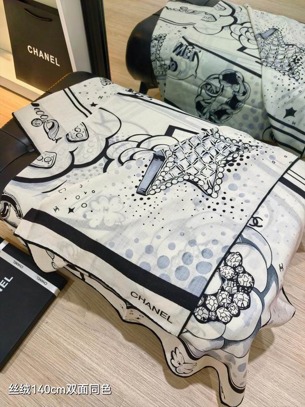 Chanel  Scarf 140X140cm 70%羊绒30%真丝 E04 (4)