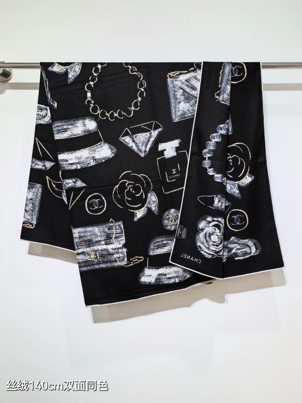 Chanel Scarf 140X140cm 70%羊绒30%真丝 E17 (6)