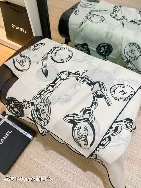 Chanel scarf 140X140cm 70%羊绒30%真丝 E43 (12)