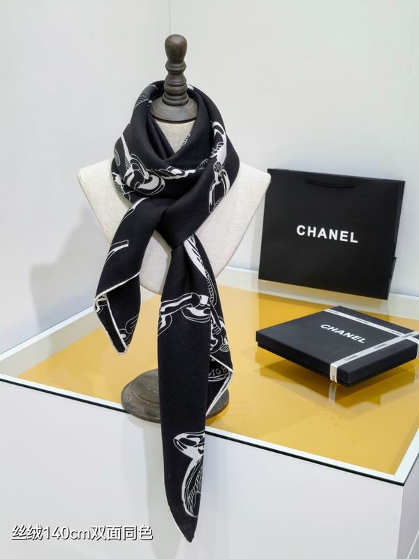 Chanel scarf 140X140cm 70%羊绒30%真丝 E43 (7)