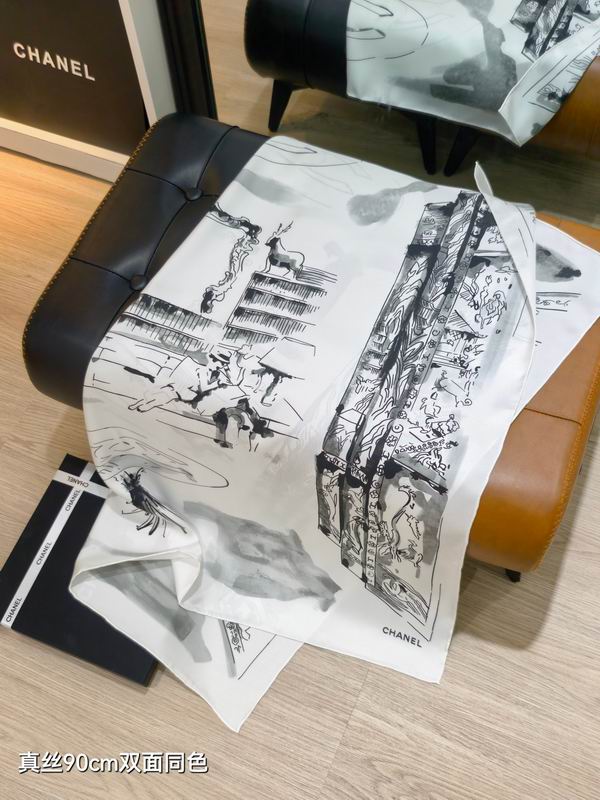 Chanel silk Scarf 90X90cm E05 (6)