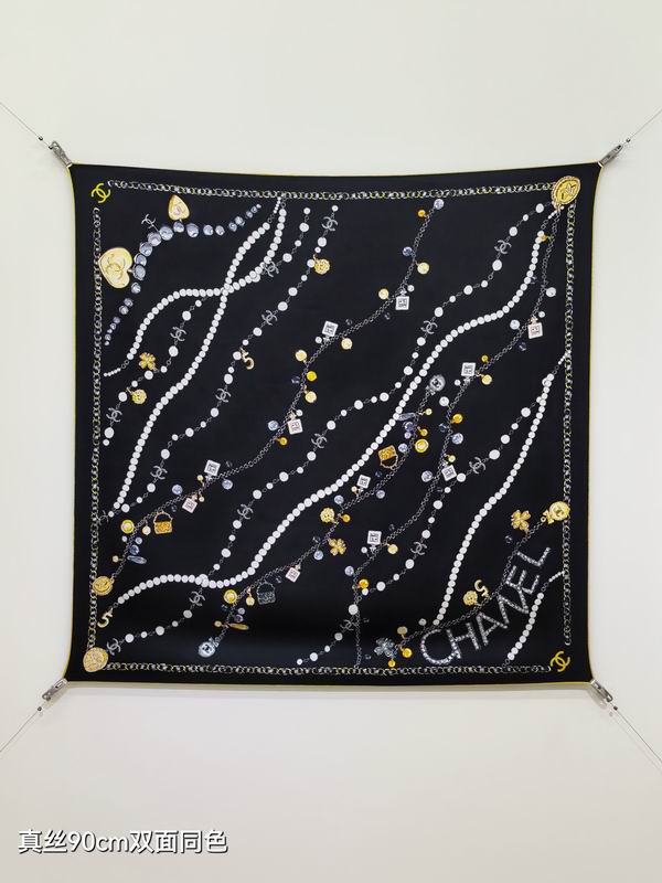 Chanel silk Scarf 90X90cm E06 (8)