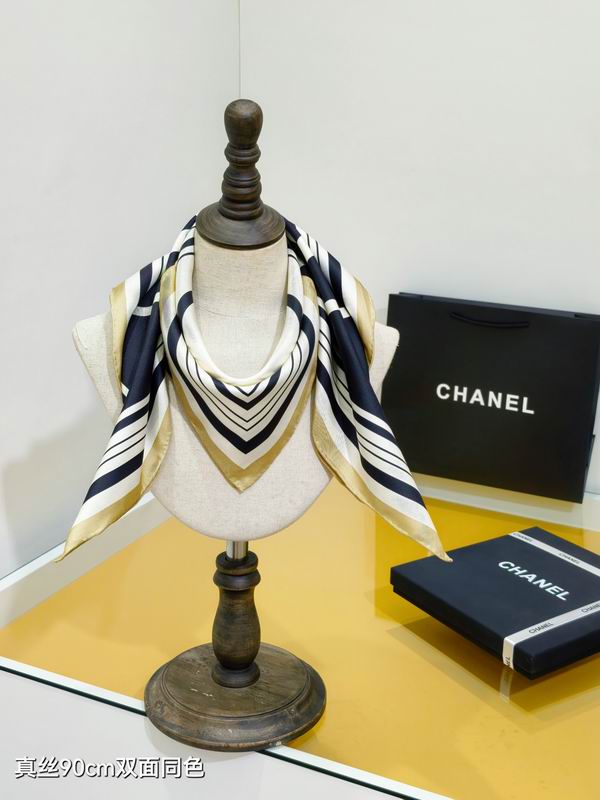 Chanel silk Scarf 90X90cm E10 (2)