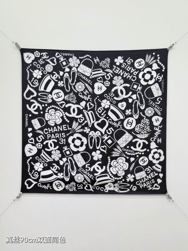 Chanel silk Scarf 90X90cm E39 (18)
