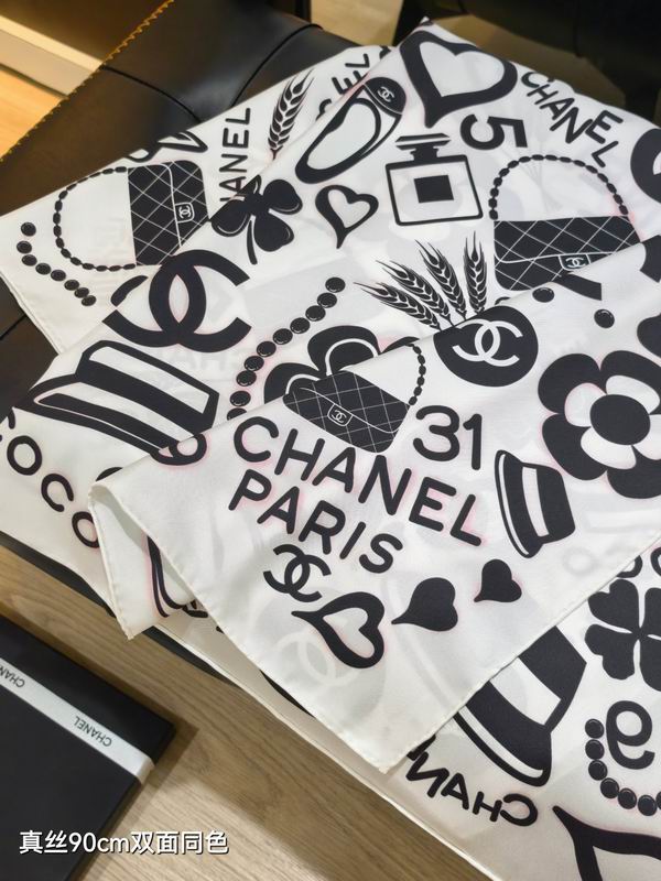 Chanel silk Scarf 90X90cm E39 (6)