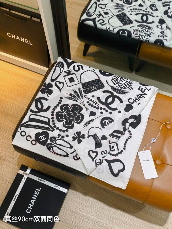 Chanel silk Scarf 90X90cm E39 (8)