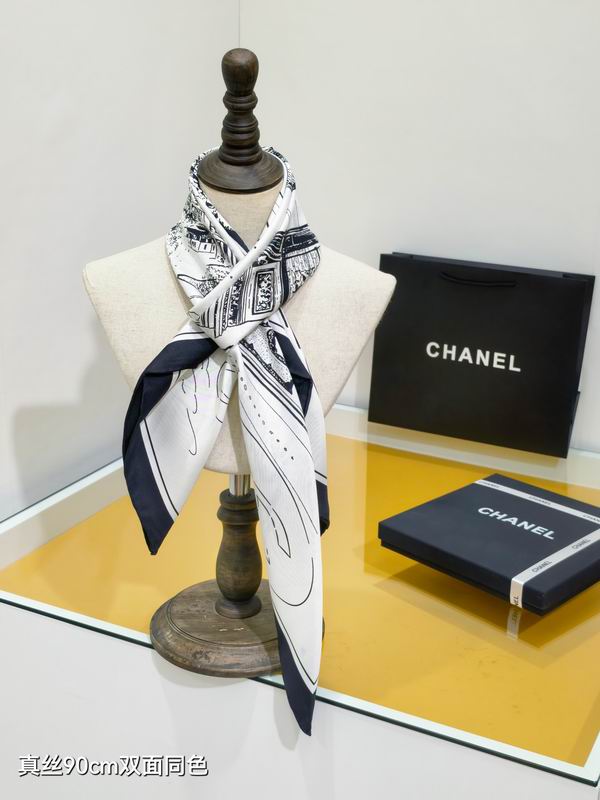 Chanel silk Scarf 90X90cm E41 (1)
