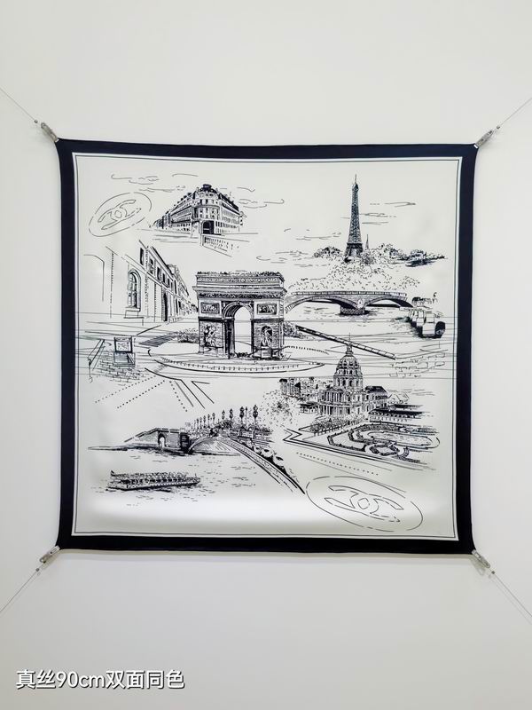 Chanel silk Scarf 90X90cm E41 (9)