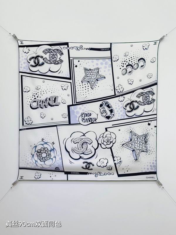 Chanel silk scarf 90X90cm E14 (9)
