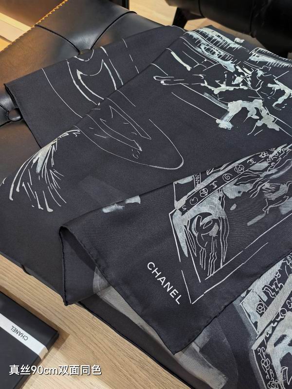 Chanel silk scarf 90X90cm E21 (6)