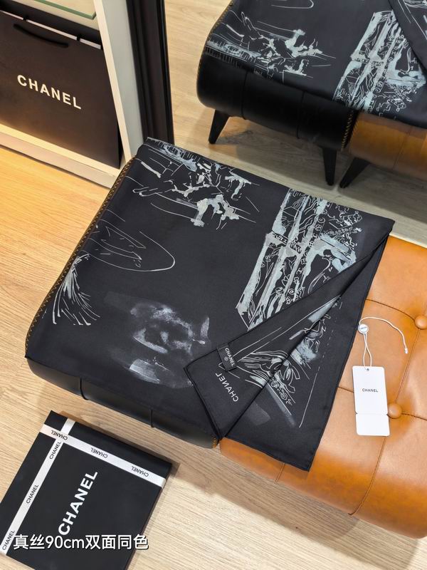 Chanel silk scarf 90X90cm E21 (8)