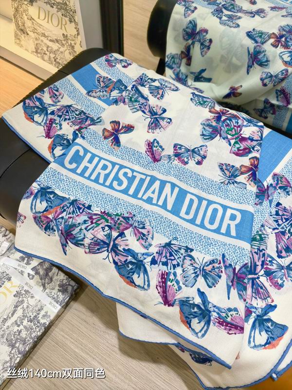 Dior Scarf 140X140cm 70%羊绒30%真丝 E34 (12)
