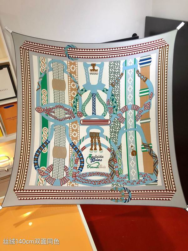 Hermes Scarf  140X140cm 70%羊绒30%真丝 E37 (10)