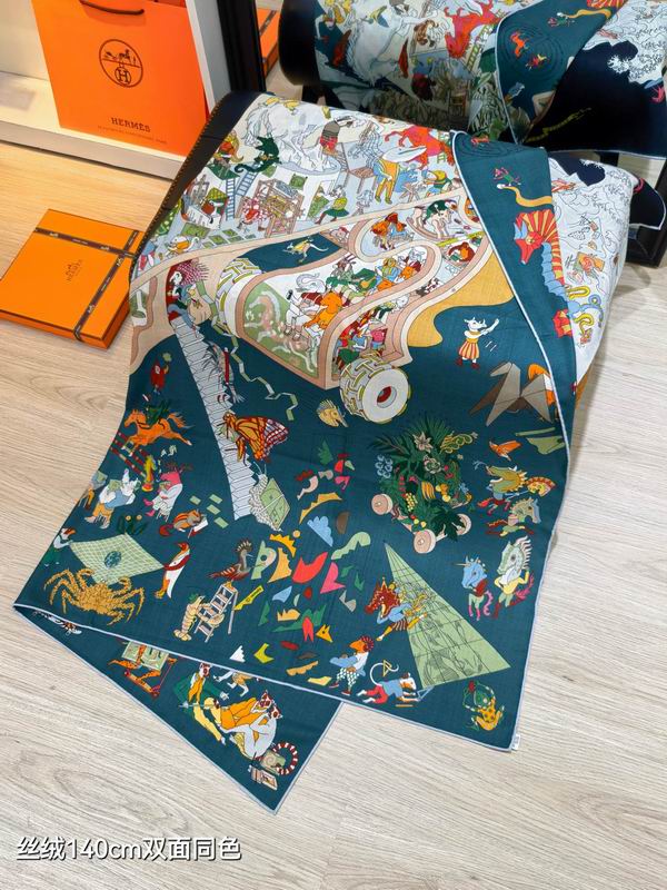 Hermes Scarf 140X140cm 70%羊绒 30%真丝 E02 (14)
