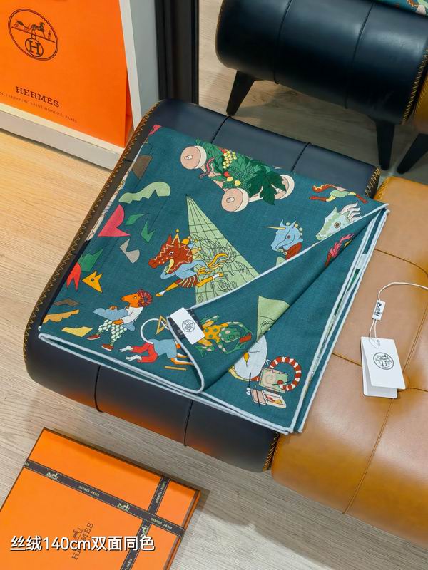 Hermes Scarf 140X140cm 70%羊绒 30%真丝 E02 (15)