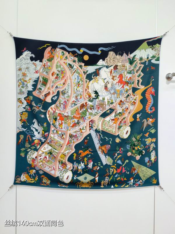 Hermes Scarf 140X140cm 70%羊绒 30%真丝 E02 (16)