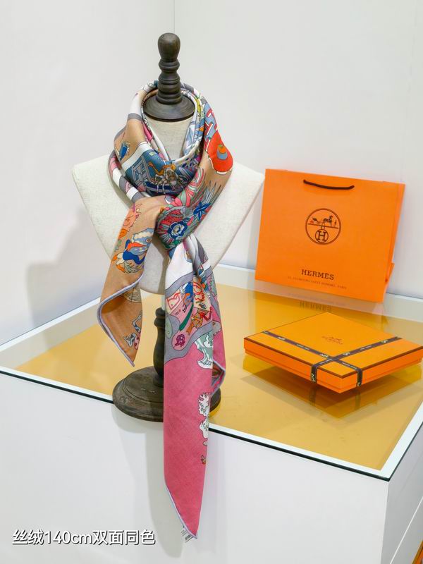 Hermes Scarf 140X140cm 70%羊绒 30%真丝 E02 (18)