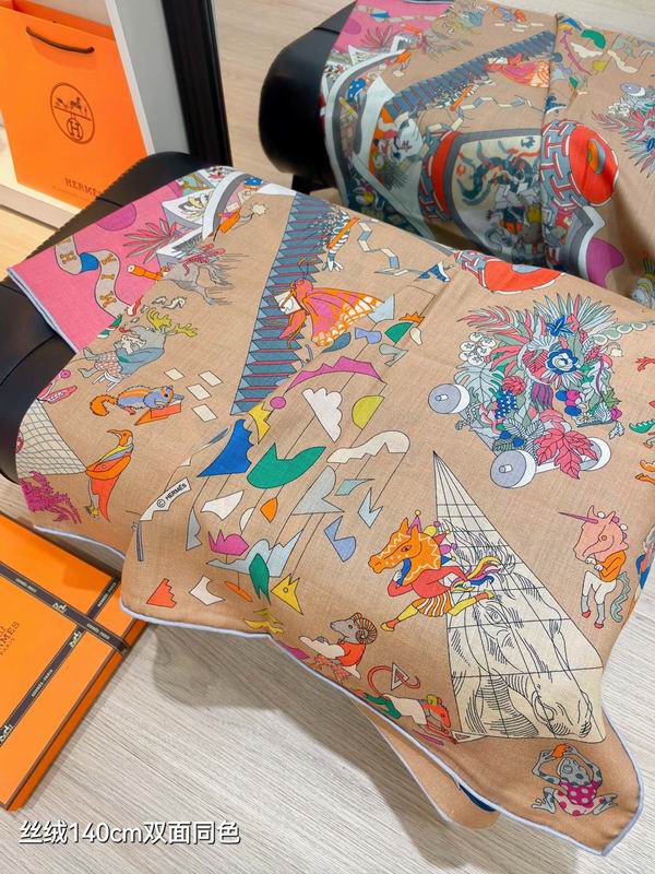 Hermes Scarf 140X140cm 70%羊绒 30%真丝 E02 (21)