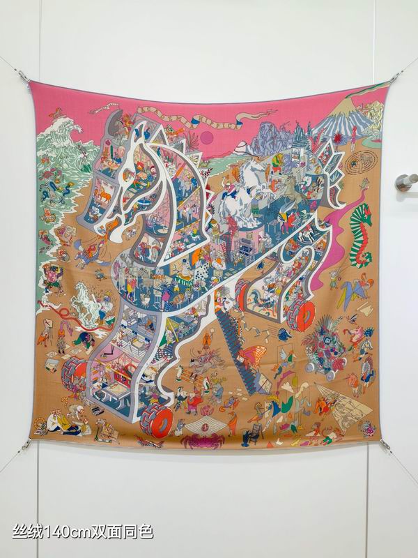 Hermes Scarf 140X140cm 70%羊绒 30%真丝 E02 (24)