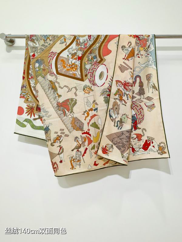 Hermes Scarf 140X140cm 70%羊绒 30%真丝 E02 (3)