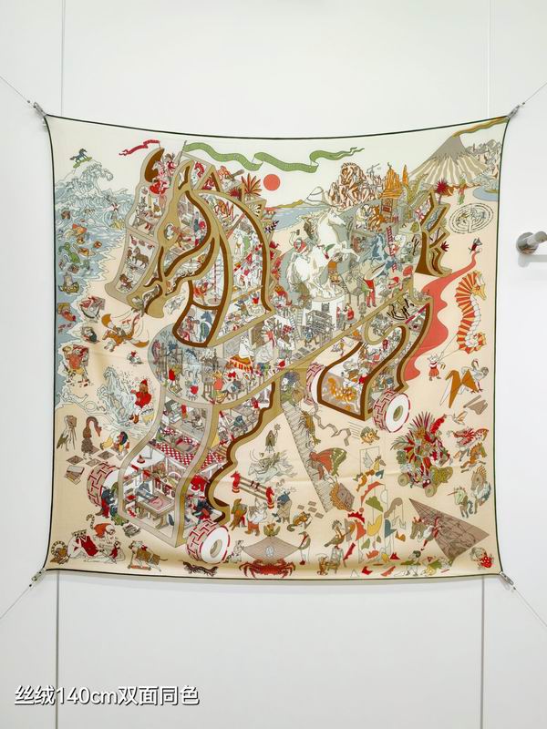 Hermes Scarf 140X140cm 70%羊绒 30%真丝 E02 (8)