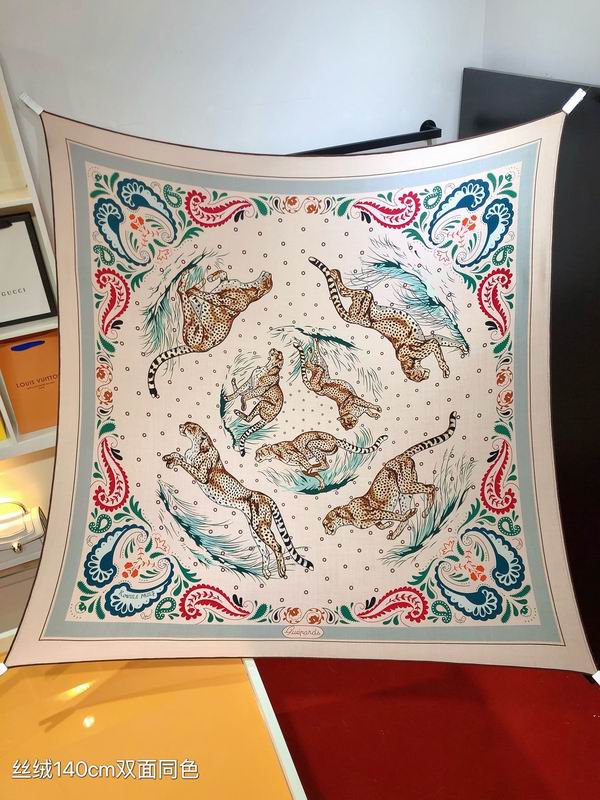 Hermes Scarf 140X140cm 70%羊绒 30%真丝 E07 (8)