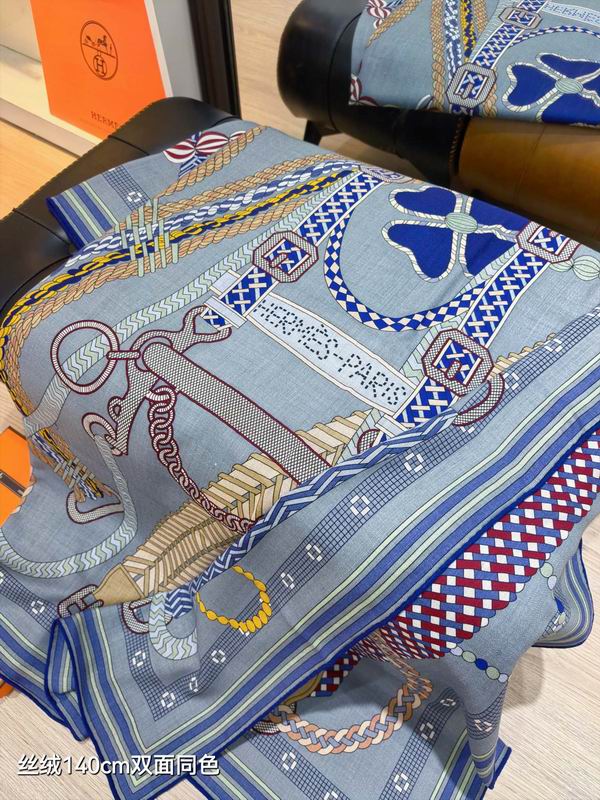 Hermes Scarf 140X140cm 70%羊绒 30%真丝 E11 (13)
