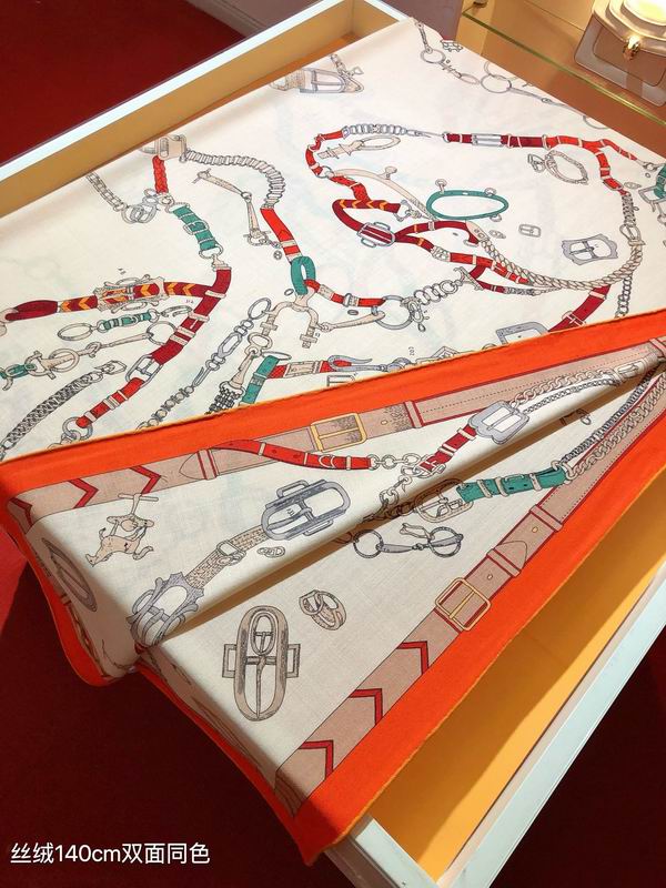 Hermes Scarf 140X140cm 70%羊绒 30%真丝 E30 (13)