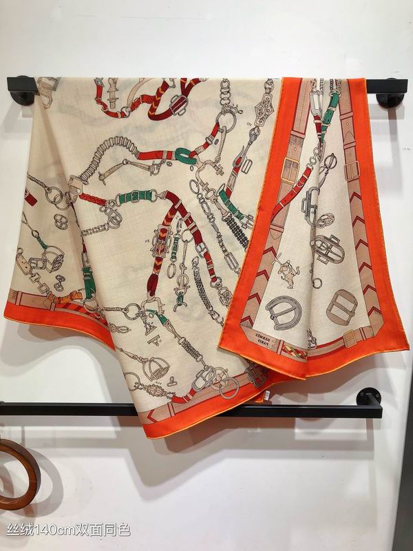 Hermes Scarf 140X140cm 70%羊绒 30%真丝 E30 (15)